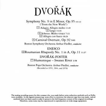 CD Antonín Dvořák: Symphony No 9 "From The New World", Carnival Overture · Humoresque, ENESCO: Roumanian Rhapsody No. 1 412801