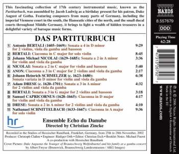 CD Echo Du Danube: Das Partiturbuch (Instrumental Music At The Courts Of 17th Century Germany) 348413
