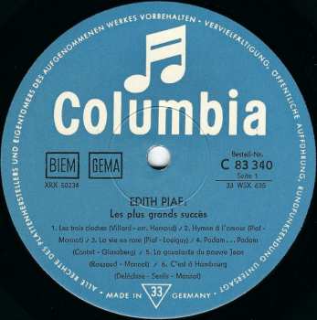 LP Edith Piaf: Les Plus Grands Succès 530308