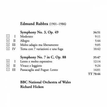 CD Edmund Rubbra: Symphony No. 3, Symphony No. 7 322637
