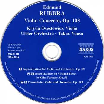 CD Edmund Rubbra: Violin Concerto / Improvisations For Violin And Orchestra 366267
