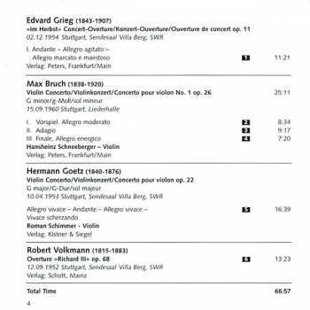CD Edvard Grieg: Overture »Im Herbst« Op. 11, Concerto For Violin & Orchestra No. 1 Op. 26, Concerto For Violin & Orchestra Op. 22, Overture »Richard III« Op. 68 426891