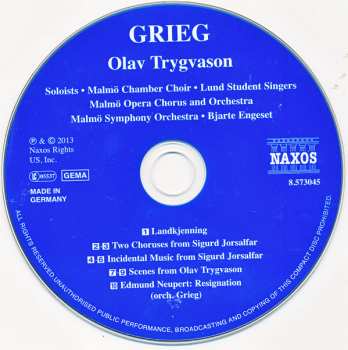 CD Edvard Grieg: Olav Trygvason (Landkjenning / Sigurd Jorsalfar / Resignation) 328736