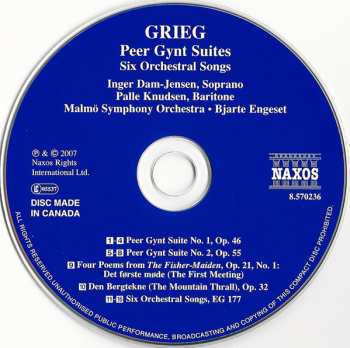 CD Edvard Grieg: Peer Gynt Suites 1 & 2 ● Six Orchestral Songs 454060