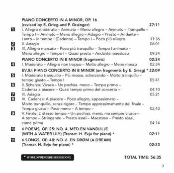 CD Edvard Grieg: Piano Concerto In A Minor (P. Grainger Edition) / Fragments Of A Piano Concerto In B Minor / Piano Concerto In B Minor 173975