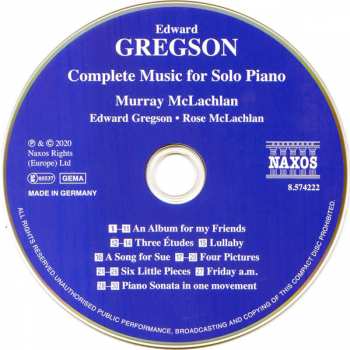 CD Edward Gregson: Complete Music For Solo Piano 267518