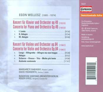 CD Egon Wellesz: Piano Concerto = Klavierkonzert - Violin Concerto = Violinkonzert 469577
