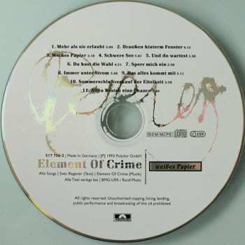 CD Element Of Crime: Weißes Papier 122733