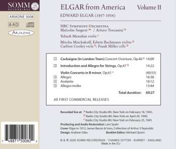 CD Sir Edward Elgar: Elgar From America, Volume II 475443
