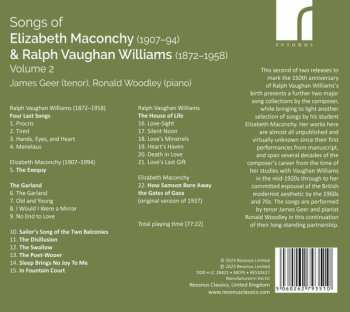 CD Elizabeth Maconchy: Songs Of Elizabeth Maconchy & Ralph Vaughan Williams Volume 2 499659