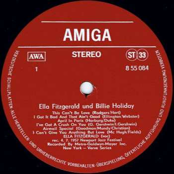 LP Ella Fitzgerald: Ella Fitzgerald Und Billie Holiday 537410