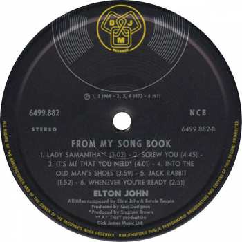 LP Elton John: From My Song Book 189584