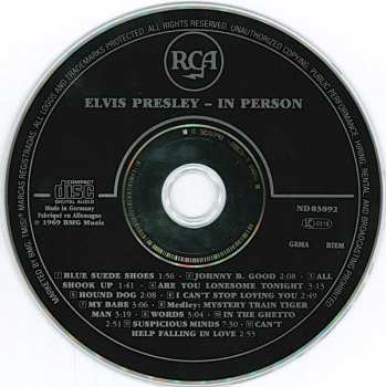 CD Elvis Presley: Elvis In Person At The International Hotel 541389