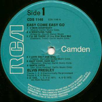 LP Elvis Presley: Easy Come, Easy Go
