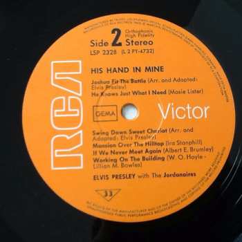 LP Elvis Presley: His Hand In Mine