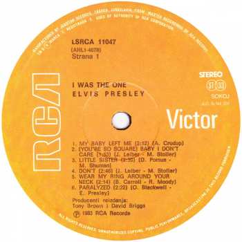 LP Elvis Presley: I Was The One