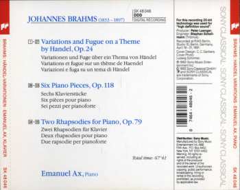 CD Johannes Brahms: Handel Variations