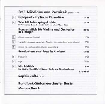CD Emil Nikolaus Von Reznicek: Konzertstück E-Dur Für Violine & Orchester 123608
