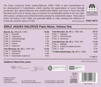 CD Emile Jaques-Dalcroze: Piano Music, Volume One 278533
