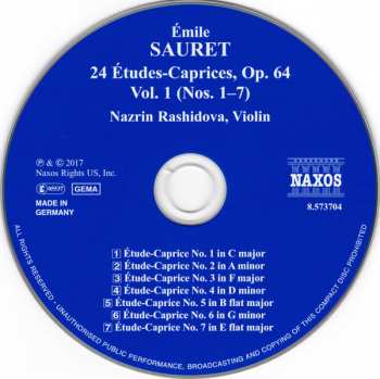 CD Émile Sauret: 24 Études-Caprices, Op. 64: Vol. 1 (Nos. 1-7) 291135