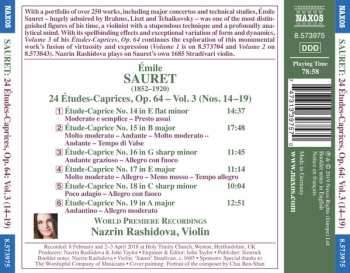 CD Émile Sauret: 24 Etudes-Caprices, Op. 64 Vol. 3 (Nos. 14-19) 324718