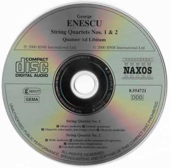 CD George Enescu: String Quartets Nos. 1 & 2 533479