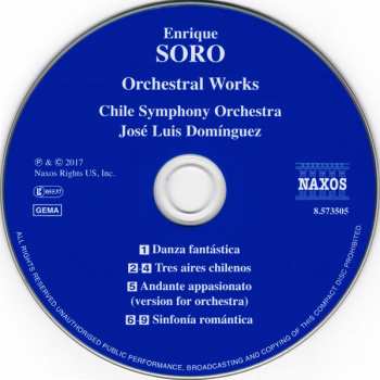 CD Enrique Soro: Sinfonía Romántica - Danza Fantástica - Tres Aires Chilenos - Andante Appassionato 378808