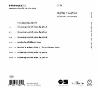 CD Ensemble Marsyas: Edinburgh 1742: Barsanti & Handel, Parte Seconda 421797