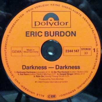LP Eric Burdon: Darkness - Darkness