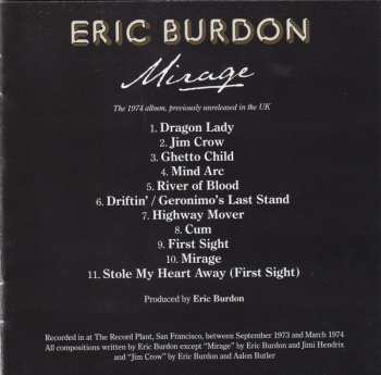CD Eric Burdon: Mirage