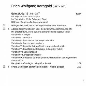 CD Erich Wolfgang Korngold: String Sextet - Piano Quintet 301554