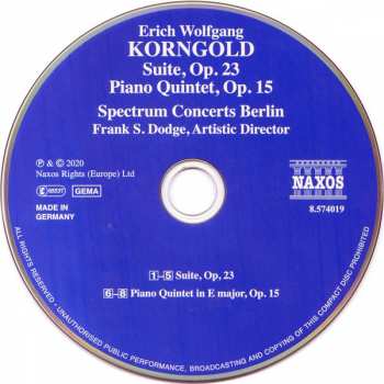CD Erich Wolfgang Korngold: Suite, Op. 23 • Piano Quintet, Op. 15 315972