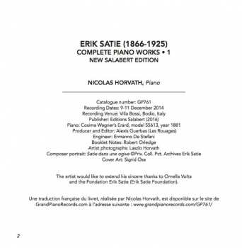 CD Erik Satie: Complete Piano Works - 1, New Salabert Edition 352964