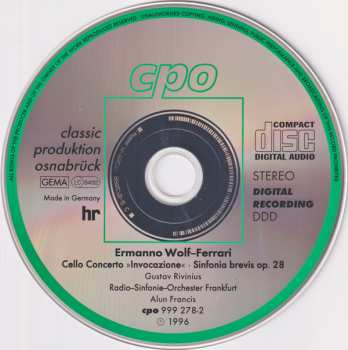 CD Ermanno Wolf-Ferrari: Cello Concerto »Invocazione« ∙ Sinfonia Brevis Op. 28 122027