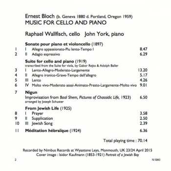 CD Ernest Bloch: Music For Cello And Piano 194550
