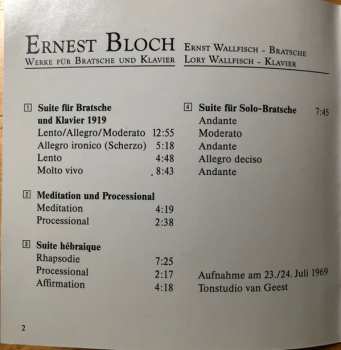 CD Ernest Bloch: Werke Für Bratsche Und Klavier 294184