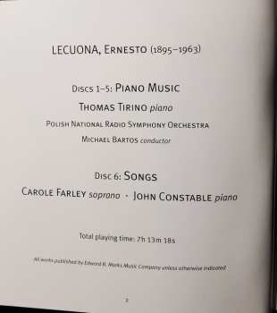 6CD/Box Set Ernesto Lecuona: Ernesto Lecuona-The Piano Music-Selected Songs 275183