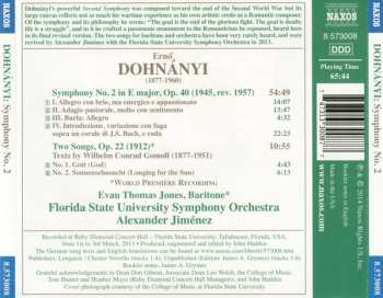 CD Ernst von Dohnányi: Symphony No. 2 / Two Songs 455760