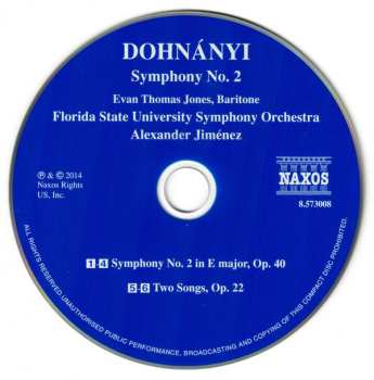 CD Ernst von Dohnányi: Symphony No. 2 / Two Songs 455760