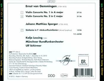 CD Ernst Von Gemmingen: Violin Concertos 1 & 2 ∙ Sinfonia In F 178800
