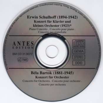CD Erwin Schulhoff: Konzert Für Klavier Und Kleines Orchester / Konzert Für Orchester 529001