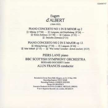 CD Eugen D'Albert: Piano Concerto No 1 In B Minor (First Recording) / Piano Concerto No 2 In E Major 346461