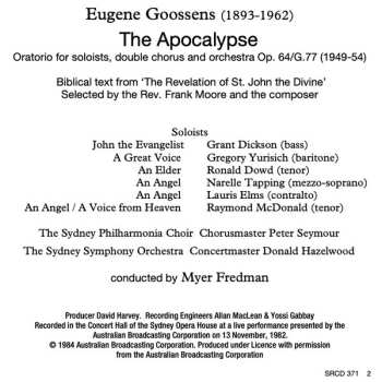 CD Sir Eugene Goossens: The Apocalypse 528127