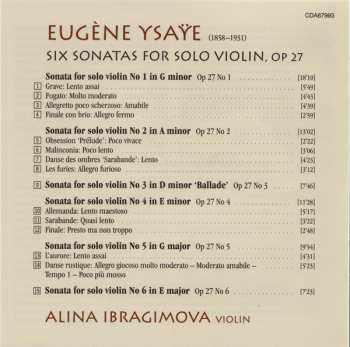 CD Eugene Ysaye: Sonatas For Solo Violin 316290