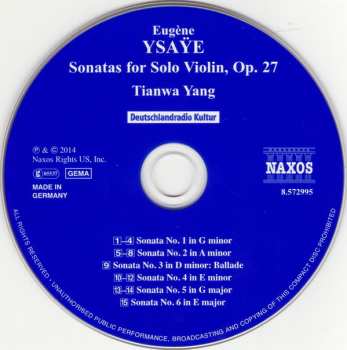 CD Eugene Ysaye: Sonatas For Solo Violin Op. 27 310887