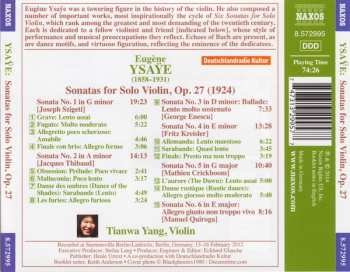 CD Eugene Ysaye: Sonatas For Solo Violin Op. 27 310887