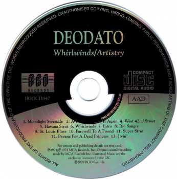 CD Eumir Deodato: Whirlwinds/Artistry 343107