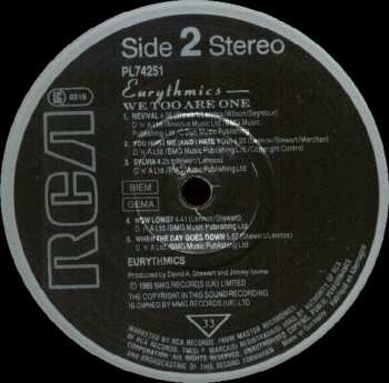 LP Eurythmics: We Too Are One