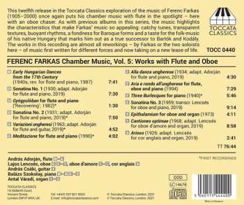 CD Farkas Ferenc: Chamber Music, Volume Five: Works With Flute And Oboe 304710