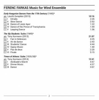 CD Farkas Ferenc: Music For Wind Ensemble 304787